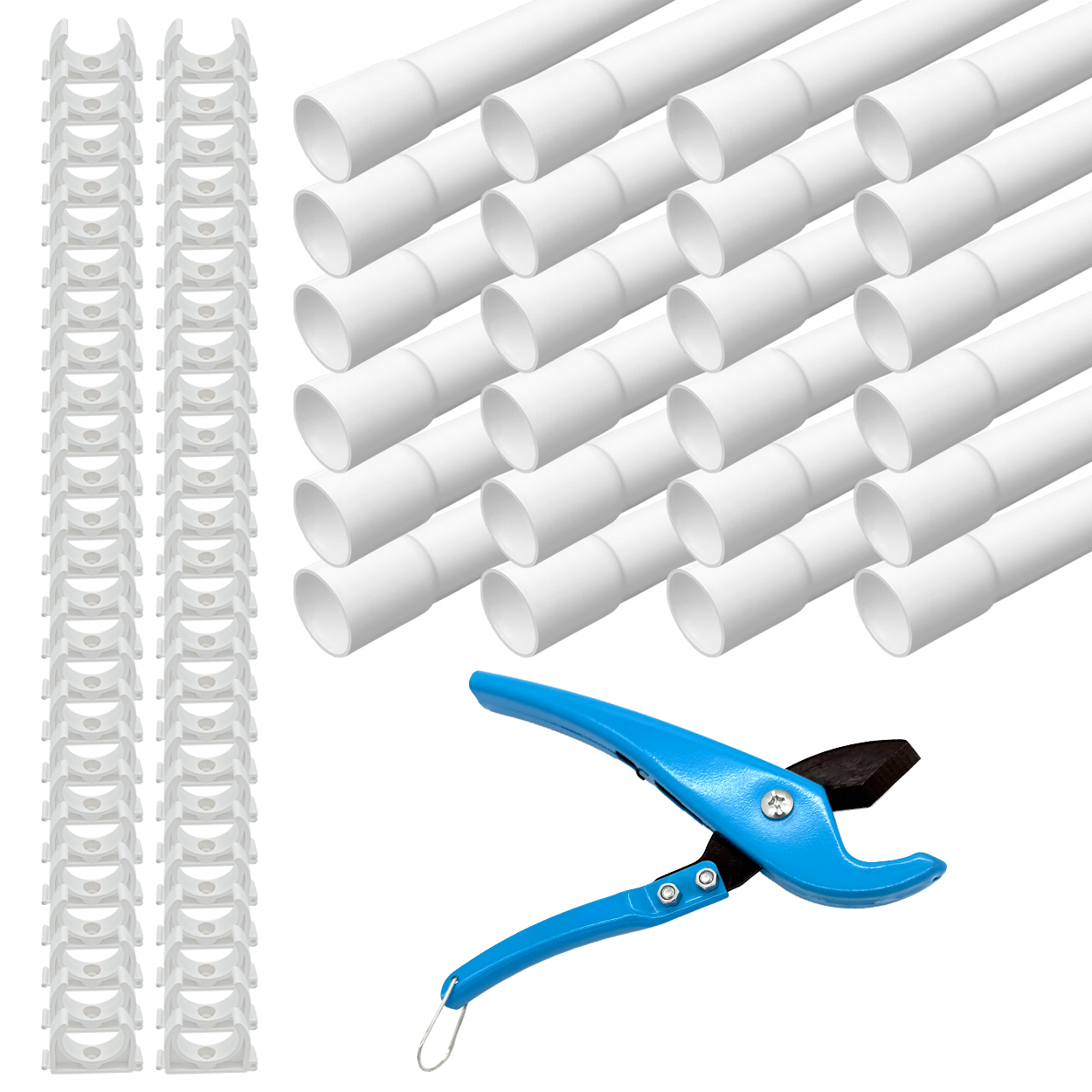 ARLI tubo di installazione M20 con manicotto 24m + 50 fascette – tubo rigido 20mm PVC per installazione esterna bianco
