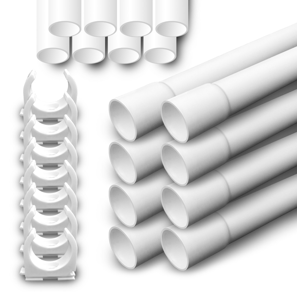 arli pvc rohr kabelrohr kabelkanal leerrohr m32 Installationskanal Wandmontage kunststoffrohr rohre Elektro außen aussen innen wand allzweck Netzwerkkabel Stromkabel elektrokabel elektro leitungen elektroinstallation schelle Industrie klemmschelle