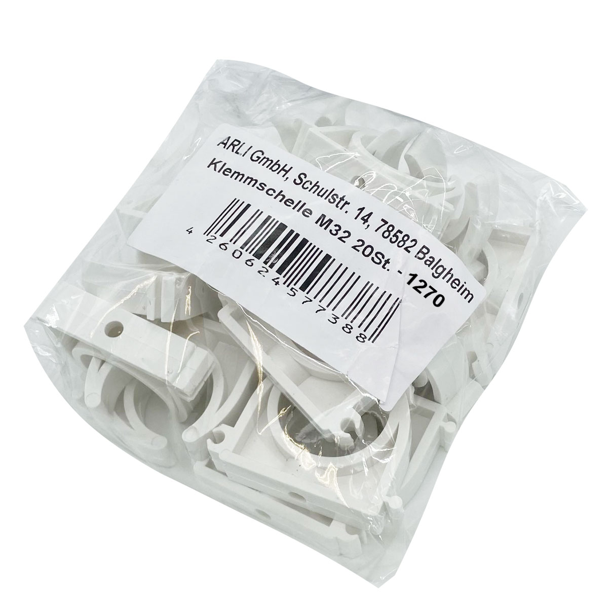 ARLI 20x fascetta di fissaggio M32 bianca – collari per tubo di installazione Ø 32 mm montaggio esterno installazione elettrica